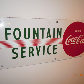 1950's Porcelain Coca-Cola Fountain Service Sign