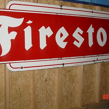 Firestone Porcelain Sign...Single Sided...Dated 1958...Two Colors