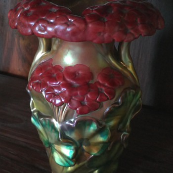 Geranium Vase by Zsolnay - Art Pottery