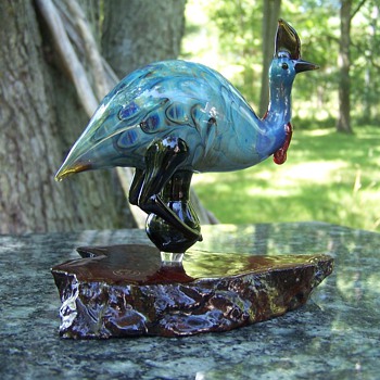 Australian Hand Blown Cassowary Figure - Art Glass