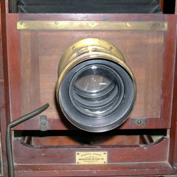 Circa 1890 12"x12" Empire State box camera w/ Excelsior lens and wooden tripod - Cameras