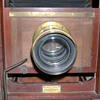 Circa 1890 12"x12" Empire State box camera w/ Excelsior lens and wooden tripod