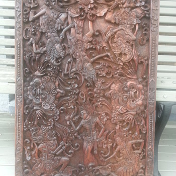CARVED BALINESE WOOD PANEL - Asian