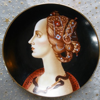 Simonetta Vespucci for H. Liebes & Co. S.F. Merchant Hand Painted Plate RARE! - Visual Art