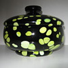 Czechoslovakia Lidded Powder Jar Amethyst with yellow mottling