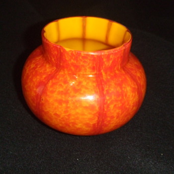 Czech orange spatter vase - Art Glass