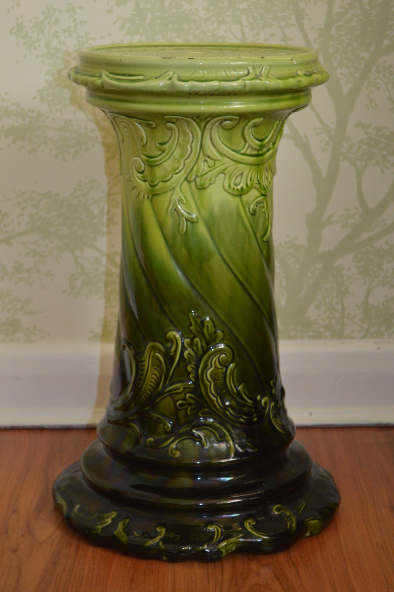 Antique green majolica jardiniere pedestal Collectors Weekly