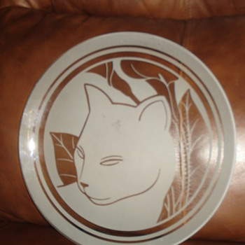 ETCHED CAT GLASS THIN PLATE - Glassware