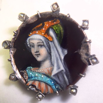 Stunning very old silver (vermeil?) enameled Limoges brooch - Fine Jewelry