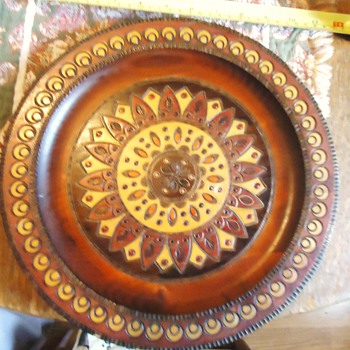 Wood Plate! From? maybe Mars or Venus?? joking will research someday - Folk Art