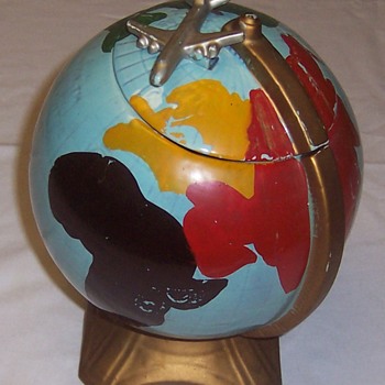 McCoy Cookie Jar: Earth Globe & Jetliner - Pottery