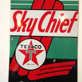 Texaco Sky Chief Porcelain Pump Sign - Petroliana