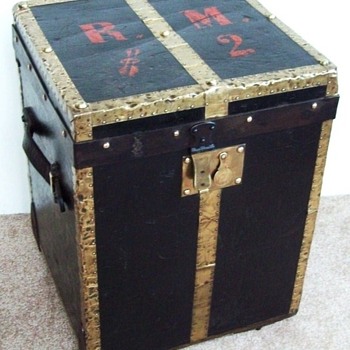 German Leather & Brass Hat Trunk by Karl Kramer - Furniture
