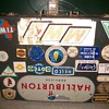 Briefcase with vintage oil stickers