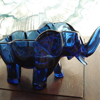 Blue Glass Elephant - Art Glass