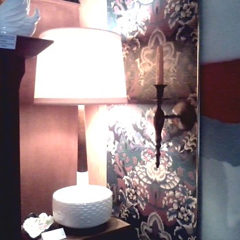 Mid Century/ Danish Modern Wood and Ceramic Lamp / Circa 1960's