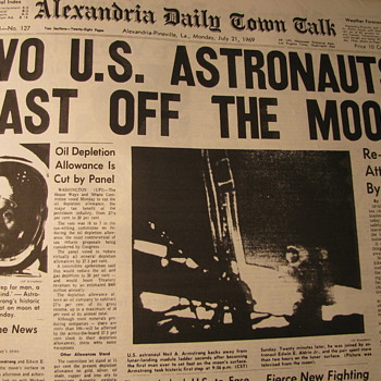 Historic Front page News -- Blasting off from the Moon - Paper