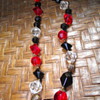 Striking Red, Black and Clear plastic beads