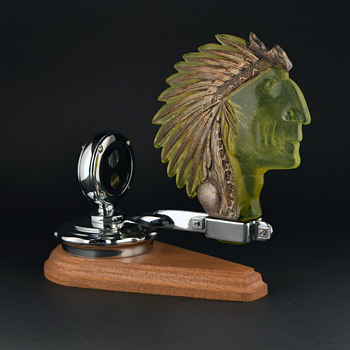 Extremely Rare Indian Glass and Sterling Silver Mascot - Art Deco