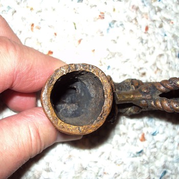 Native American Snake Skin covered Animal Figural Pipe