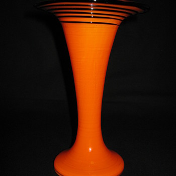 Czech Art Deco Art Glass Tango Vase with an Amethyst Corded / Coiled Decor 1920's 30's - Art Glass