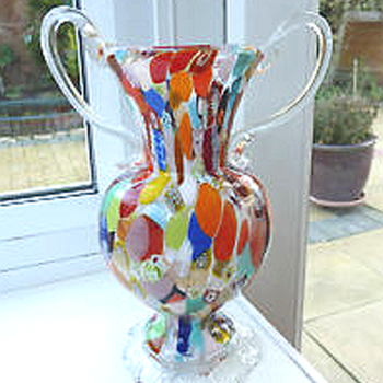 Vintage Millefiore double handled vase - Art Glass
