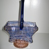 Czechoslovakia art glass Basket with cobalt blue threading Kralik
