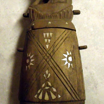 Wooden & Abalone Figural Flask