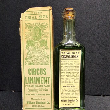 Circus Liniment, Boxed, Labeled, and Full-- And Smelly - Bottles