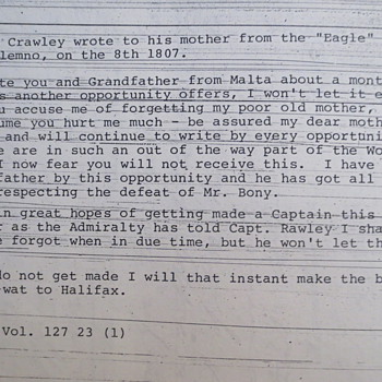 A letter from Lt James Crawley during the Napoleonic war - Paper