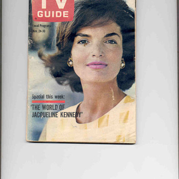 1962 T.V. Guide with Jacqueline Kennedy on the cover - Advertising