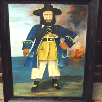 Black Beard Naive/Folk Art Painting - Folk Art