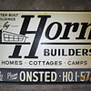 Antique Old Horn Builders Advertisement Steel Metal Sign Homes Cottages Camps Onsted Mich. HO.1-5727