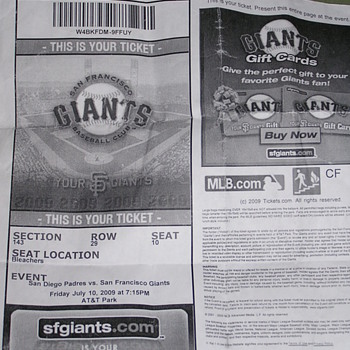 Jonathan Sanchez No-Hitter Ticket Stub