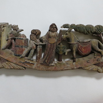 Antique Carving~Biblical Subject?~Large w/ Figures, Animals, Boat, Angel figureheads - Folk Art