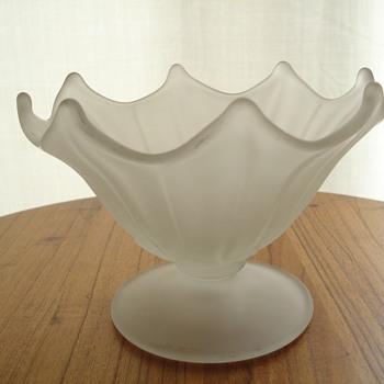 Frosted white satin compote - Art Glass