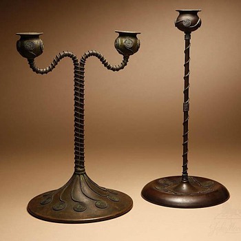 Riviere Studios Bronze Candlestick & Candelabrum - Arts and Crafts