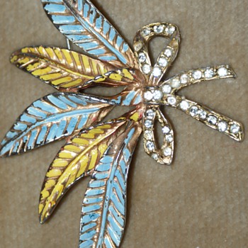 Very Large Vintage Pins With Rhinestones and Enamel  - Costume Jewelry