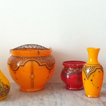 Enamelled tango vases - Novy Bor - Art Glass