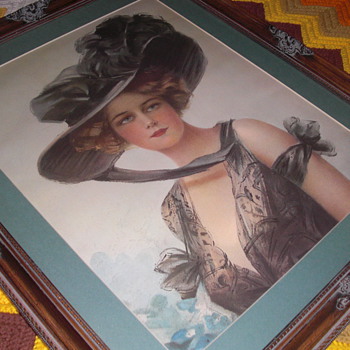 art nouveau unknown large framed picture - Art Nouveau