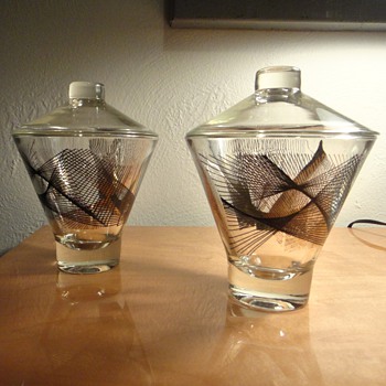 Mid Century Modern Atomic covered Candy Dishes