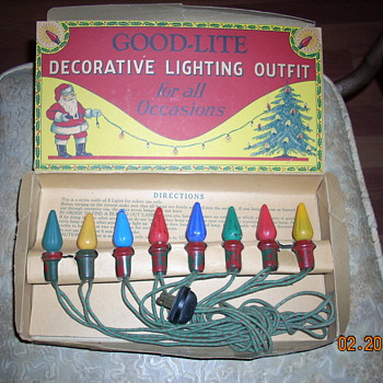 Antique C6 series wired GOOD-LITE christmas light set in original box