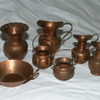 Vintage Minature Copper Pots & Pan Set - Kitchen