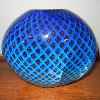 Eickholt Studio, Blue Quilt Glass Vase - Art Glass