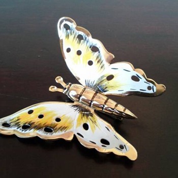 Vintage Coro Sterling with Gold Vermeil Butterfly Brooch - Costume Jewelry