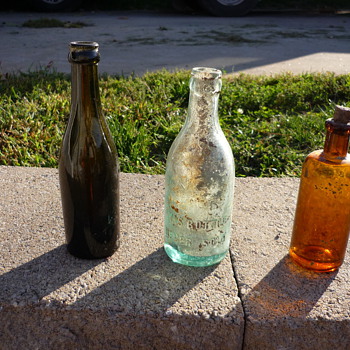 Green, Clear, and Brown-(with cork) bottles - Bottles