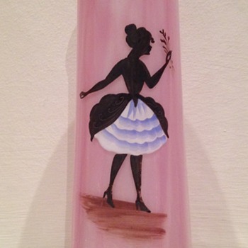 Late Edwardian pink cloud glass enamelled silhouette solifleur - Loebl - Art Glass