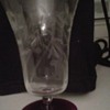 Antique or vintage etched crystal with ruby red base, low tea