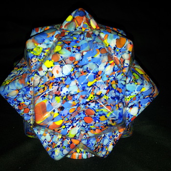 Czech Art Deco Spatter Glass Star Shade Globe - Lamps