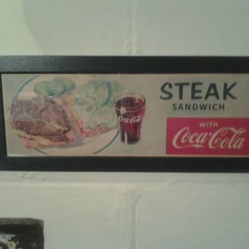 Steak Sandwich With Coca Cola Litho Sign